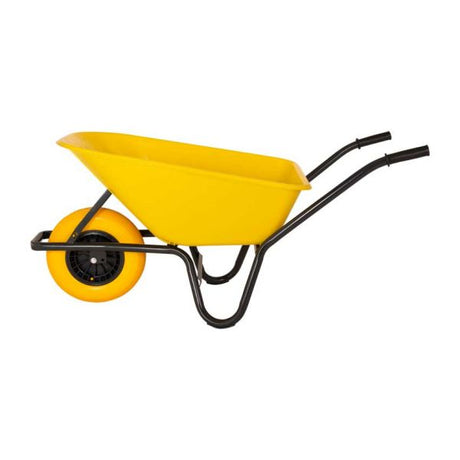Schubkarre, Kunststoffbehälter, gelb, 85 Liter, HQ, auslaufsicher