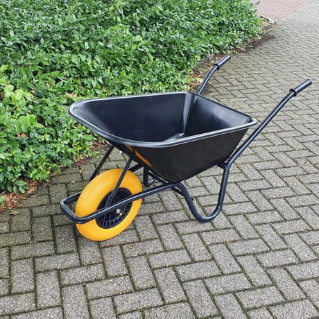 Schubkarre, schwarzer Kunststoffbehälter, 85 Liter, HQ, auslaufsicher