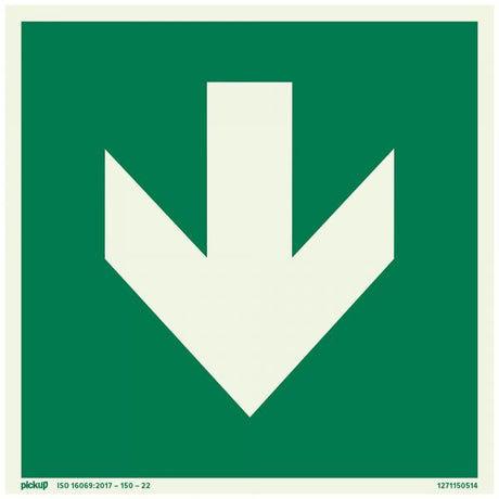 Schild Richtungspfeil (grün) ftlm - 150x150 mm selbstklebend.