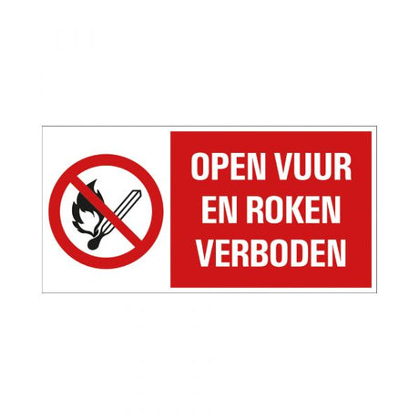 Offenes Feuer- und Rauchverbotsschild – 150 x 300 mm.