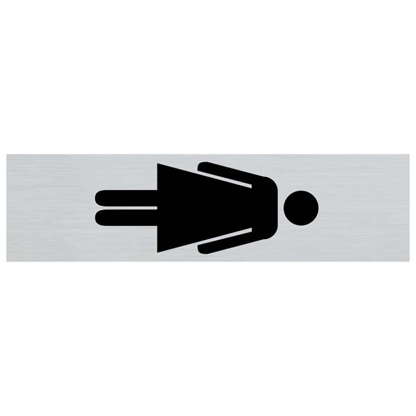 Schild Alu-Look Frauensymbol stehend - 165x44 mm selbstklebend.