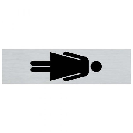 Schild Alu-Look Frauensymbol stehend - 165x44 mm selbstklebend.