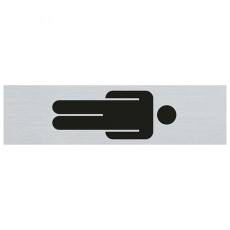 Schild Alu-Look Herrensymbol stehend - 165x44 mm selbstklebend.