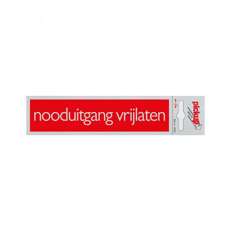 Notausgangs-Entriegelungsschild aus Aluminium – 165 x 44 mm, selbstklebend.