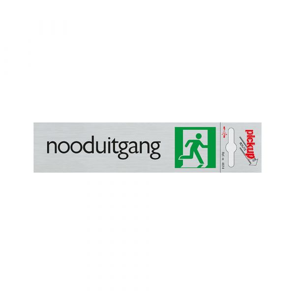 Notausgangsschild im Alu-Look - 165x44 mm selbstklebend.