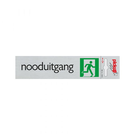 Notausgangsschild im Alu-Look - 165x44 mm selbstklebend.