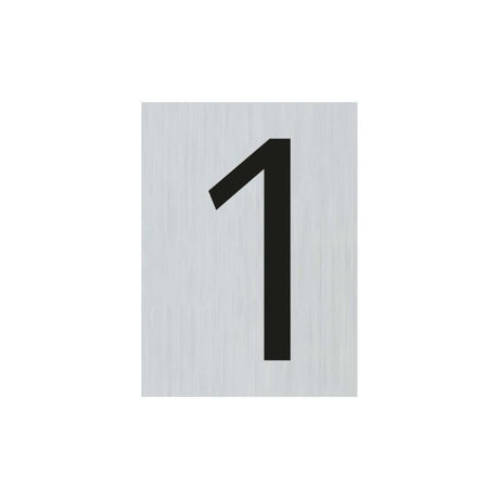 Aluminiumschild Nummer 1 - 44x60 mm selbstklebend.
