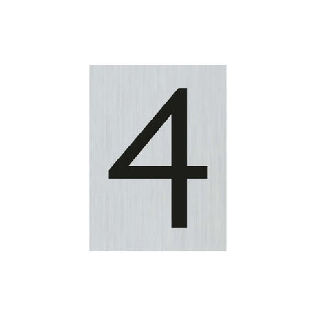 Aluminiumschild Nummer 4 - 44x60 mm selbstklebend.