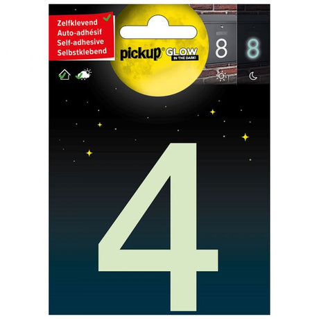Im Dunkeln leuchtende Zahl 4 – 75 mm selbstklebend.