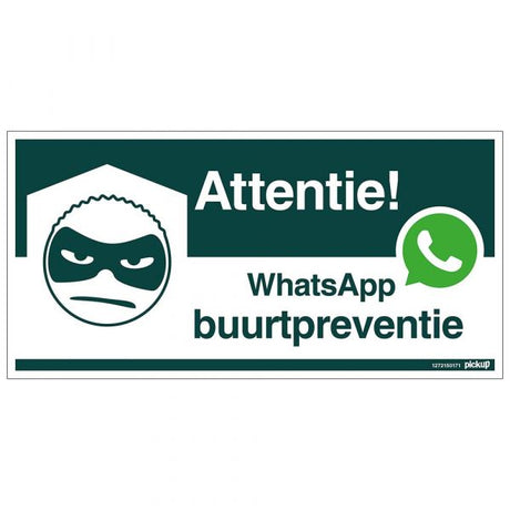 WhatsApp-Nachbarschaftsüberwachungsschild – 150 x 300 mm.