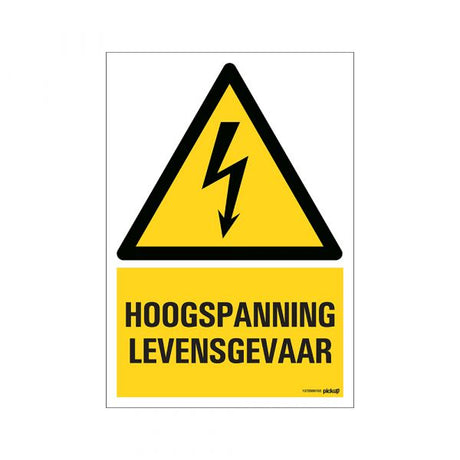 Warnschild „Hochspannung – Lebensgefahr“ – 230 x 330 mm.