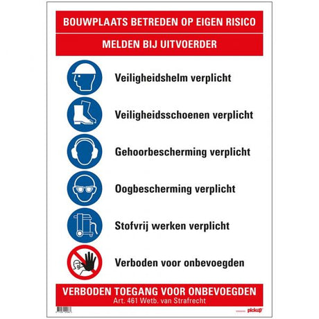 Baustellenschild „Baustelle selbst betreten“ – 500x700 mm.