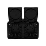 AC-Steckdose Aufputz - 2-fach - horizontal - schwarz