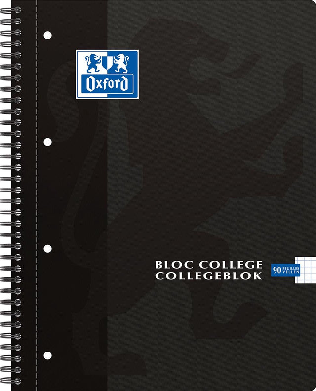 Oxford collegeblk oxf a4+ rt 5mm 4gaats 180pag 80gr zwart | 5 stuks