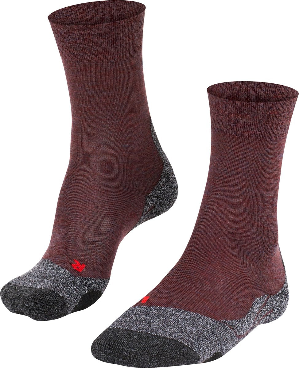 Falke TK2 Melange Anti-Blister Wandersocken aus dickem Woll-Funktionsmaterial Damen Rot – Größe 37-38