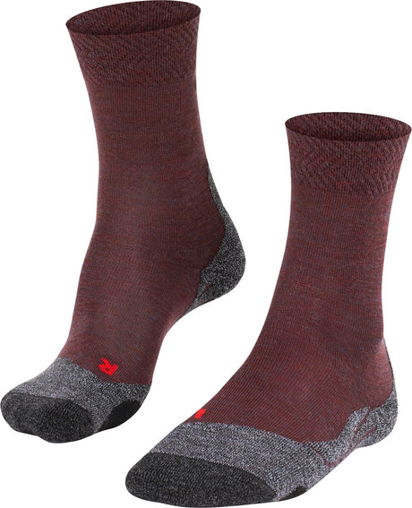 Falke TK2 Melange Anti-Blister Wandersocken aus dickem Woll-Funktionsmaterial Damen Rot – Größe 37-38