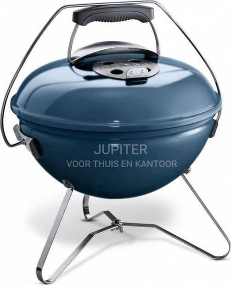 Weber Smokey Joe® Premium – ø 37 cm Grillrost – Holzkohlegrill – Schieferblau – Tuck-n-Carry-Deckelverriegelung – geschlossener Kessel zum Aschesammeln – Lüftungsgitter im Deckel – stabiles Gestell mit 3 Beinen – Tragegriff