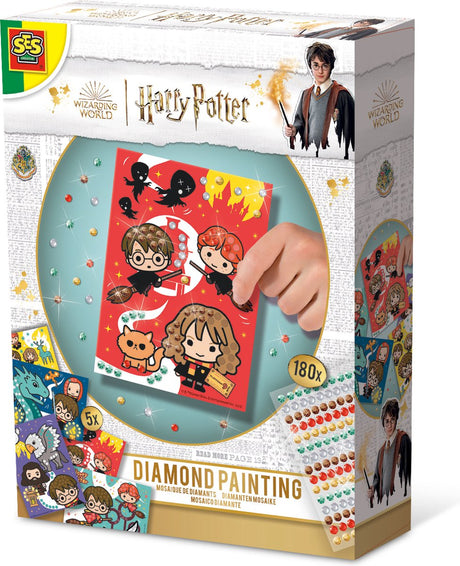 Ses creative – Harry Potter – Diamantmalerei – 180 Diamantaufkleber und 5 Mosaikkarten – Bastelset für Kinder
