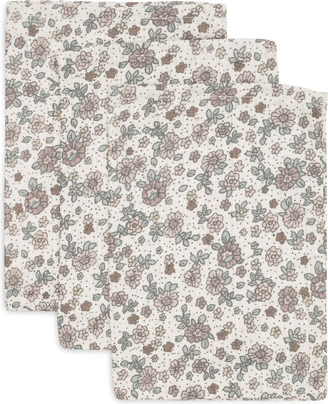 Jollein – hydrophiler Waschlappen 15 x 20 cm – Babywaschlappen – Retro-Blumen – 3 Stück