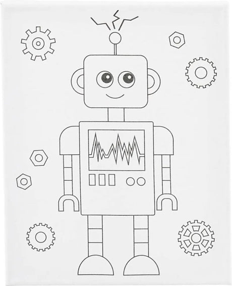 Creativ Company Malleinwand mit Druck, Roboter, D: 1,6 cm, Größe 24x30 cm, 360 g, 1 Stück