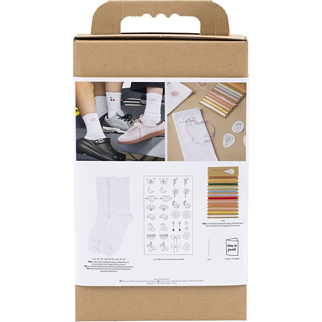 Creativ Company Hobby-Set Stickerei, Socken, weiß, 1 Box