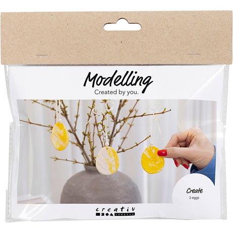 Creativ Company Mini-Hobby-Set Bildhauerei, Ei, hellgelb, Pastellfarben, 1 Box