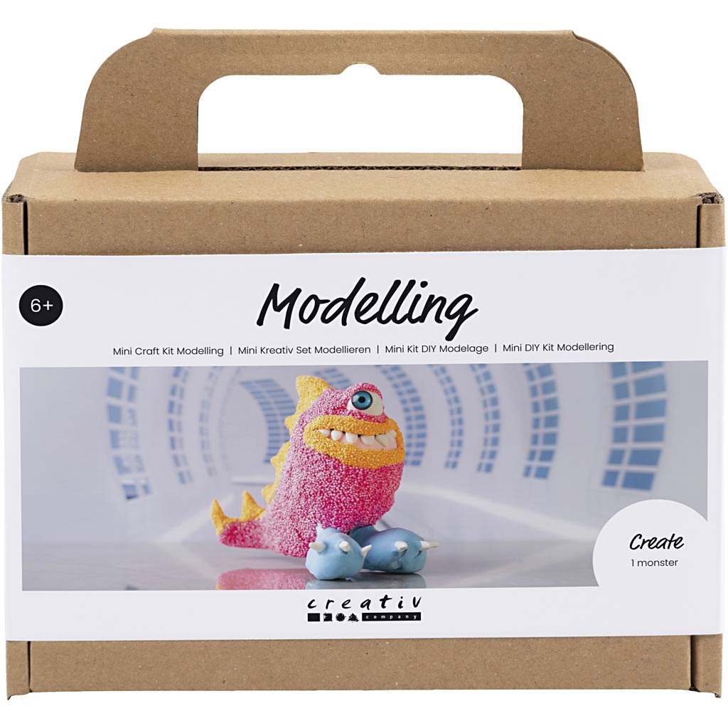 Creativ Company Mini-Hobby-Set Bildhauerei, Monster Freddy, Neonpink, 1 Box