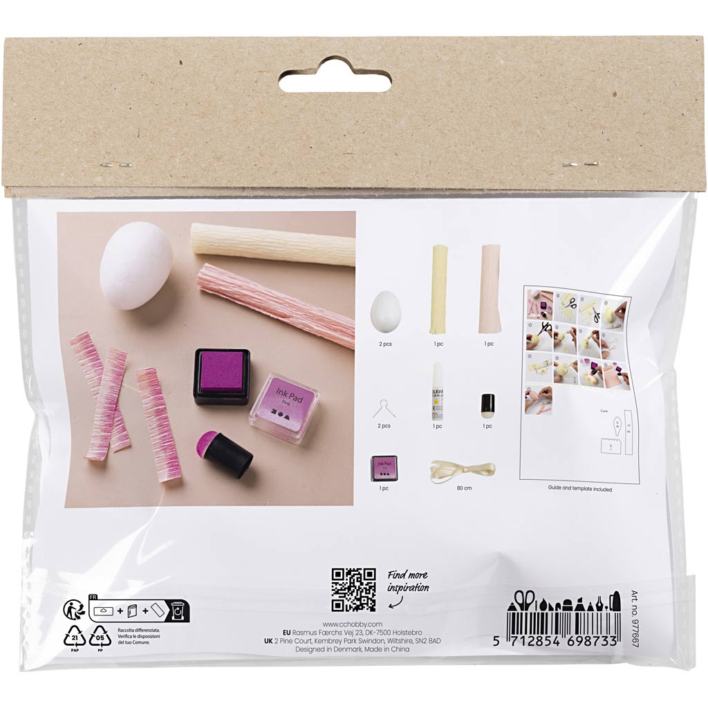 Creativ Company Mini-Hobby-Set Krepppapier, Eier, hellrosa, hellgelb, 1 Box