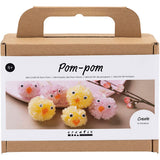 Creativ Company Mini-Hobby-Set Pompon, Küken, verschiedene Farben, 1 Box