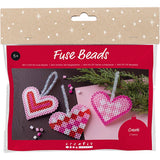 Creativ Company Mini-Hobby-Set Bügelperlen, Weihnachtsherzen, Rosa, Hellrosa, Primärrot, Weiß, 1 Box