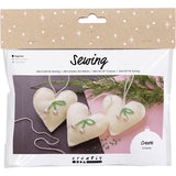 Creativ Company Mini-Hobby-Set Nähen, Herzen, gebrochenes Weiß, 1 Box