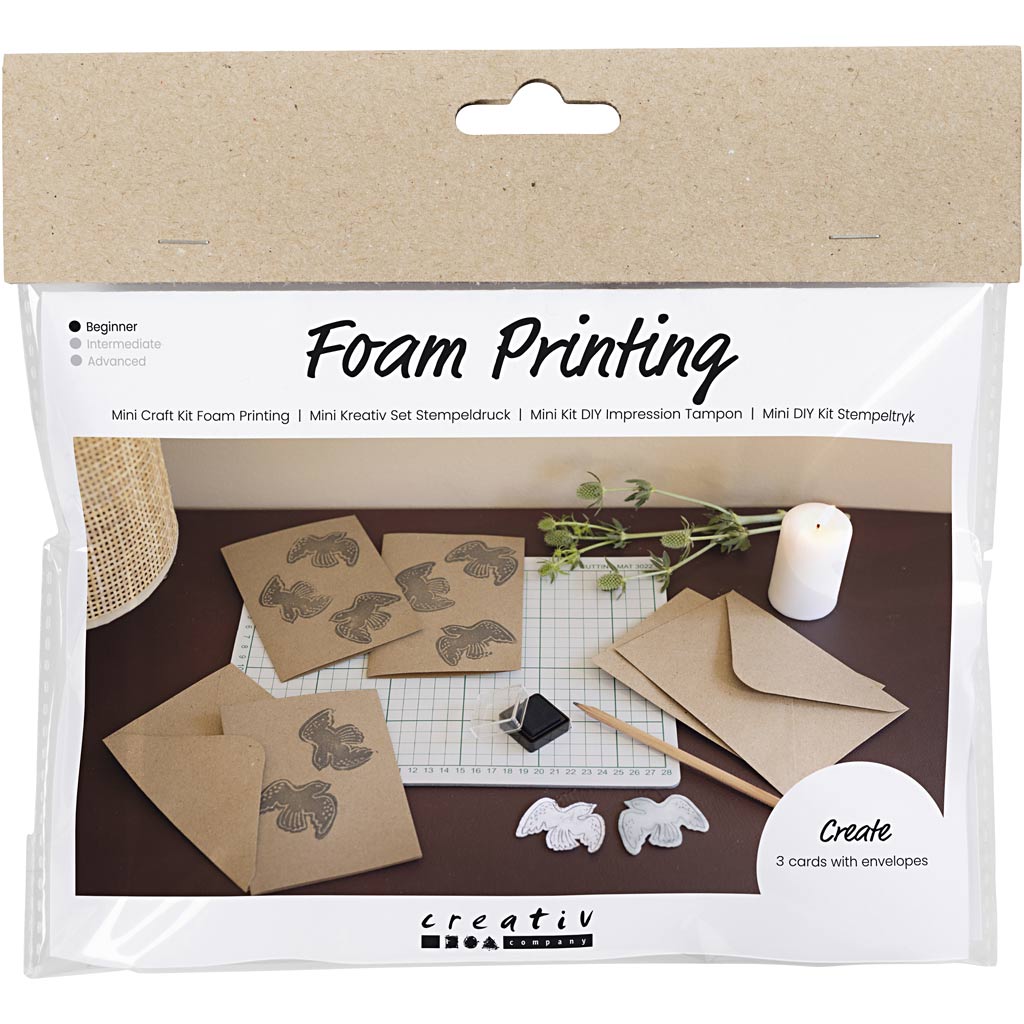 Creativ Company Mini-Hobby-Set Schaumstoffdruck, Karte mit Tauben, beige, 1 Box