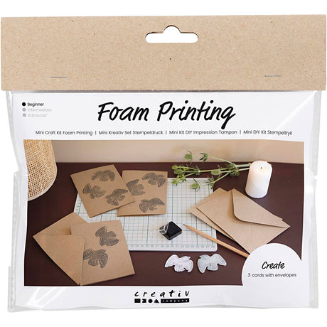 Creativ Company Mini-Hobby-Set Schaumstoffdruck, Karte mit Tauben, beige, 1 Box
