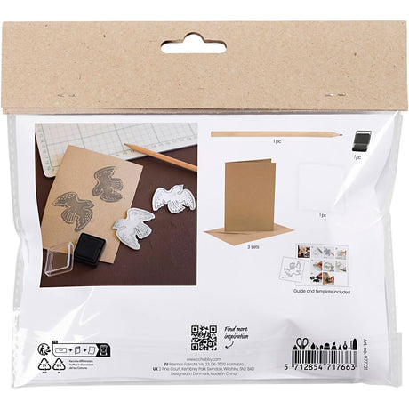 Creativ Company Mini-Hobby-Set Schaumstoffdruck, Karte mit Tauben, beige, 1 Box