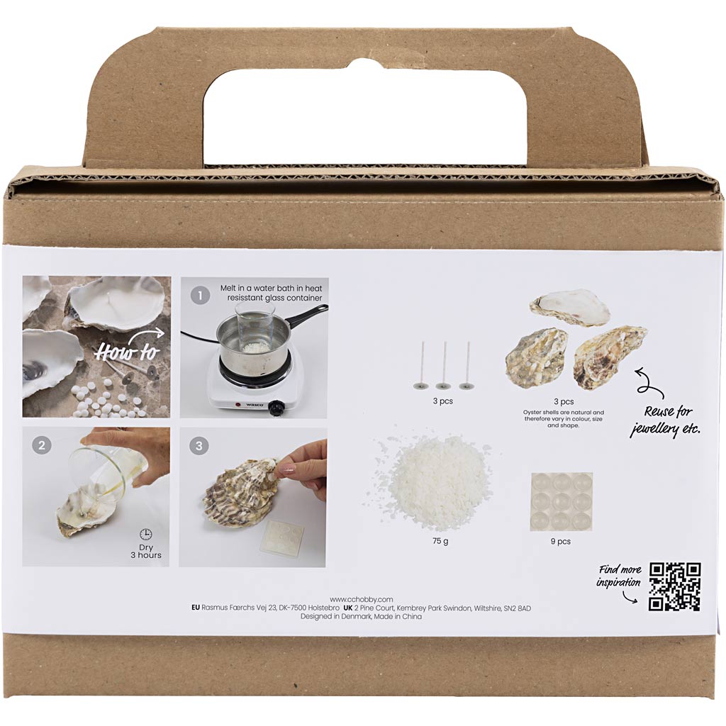 Creativ Company Mini-Hobby-Set zur Kerzenherstellung, Sojakerzen in Austernschalen, gebrochenes Weiß, 1 Box