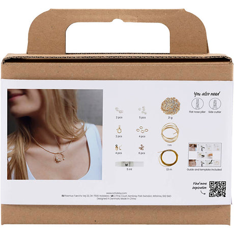 Creativ Company Mini-Hobby-Set Schmuck, Halskette mit Anhänger mit Metalldraht, vergoldet, 1 Box