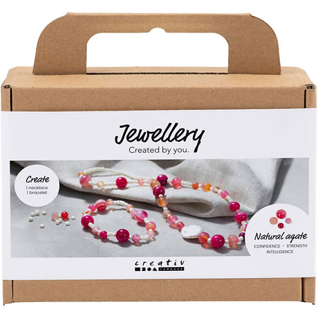 Creativ Company Mini-Hobby-Set Schmuck, Halskette und Armband, rosa, 1 Box