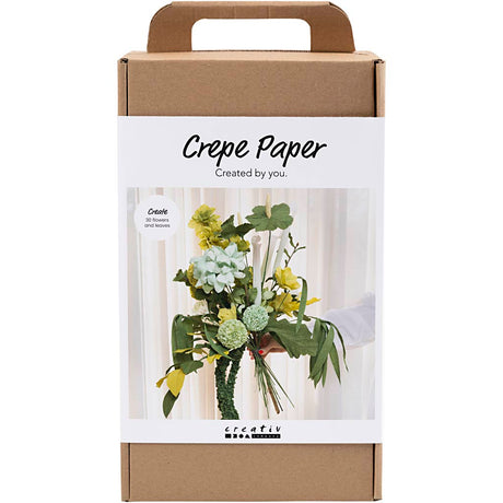 Creativ Company Maxi-Hobby-Set Krepppapier, Blumenstrauß, hellgrün, dunkelgrün, pastellgrün, weiß, 1 Box