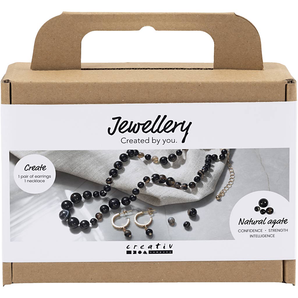 Creativ Company Mini-Hobby-Set Schmuck, Halskette und Ohrringe, schwarz, weiß, 1 Box