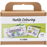 Creativ Company Mini-Hobby-Set Textildekoration, Schmetterlinge, Pastellfarben, 1 Box