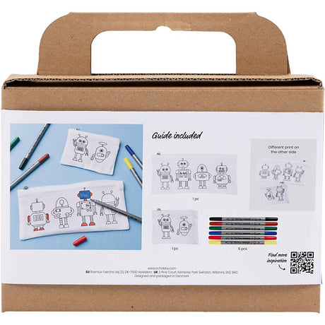 Creativ Company Mini-Hobbyset Textildekoration, Roboter, Grundfarben, 1 Box