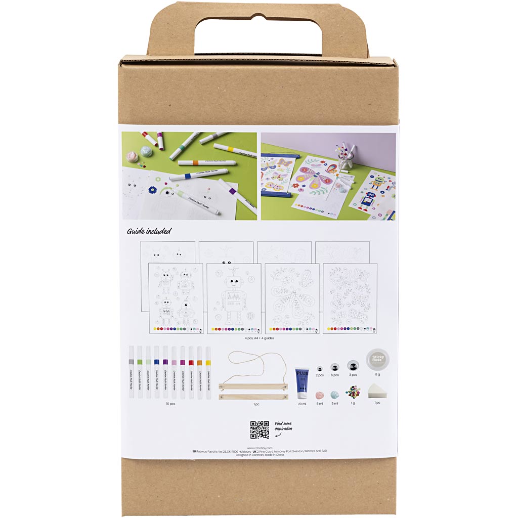 Creativ Company Hobby-Set Farben, Schmetterling und Roboter, fröhliche Farben, 1 Box