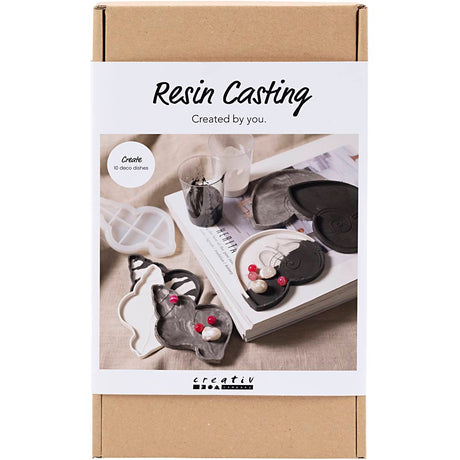 Creativ Company Harzguss-Hobby-Set, Muschelschale, schwarz, weiß, 1 Box