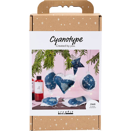 Creativ Company Hobby-Set Cyanotypie, Weihnachtsdekorationen mit Cyanotypie, Blau, Silber, 1 Box
