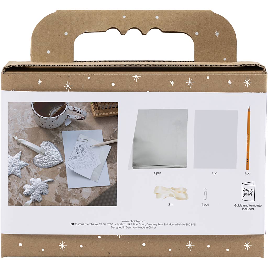 Creativ Company Mini-Hobby-Set Dekoration, Weihnachtsdekoration, silbernes Metall, 1 Box
