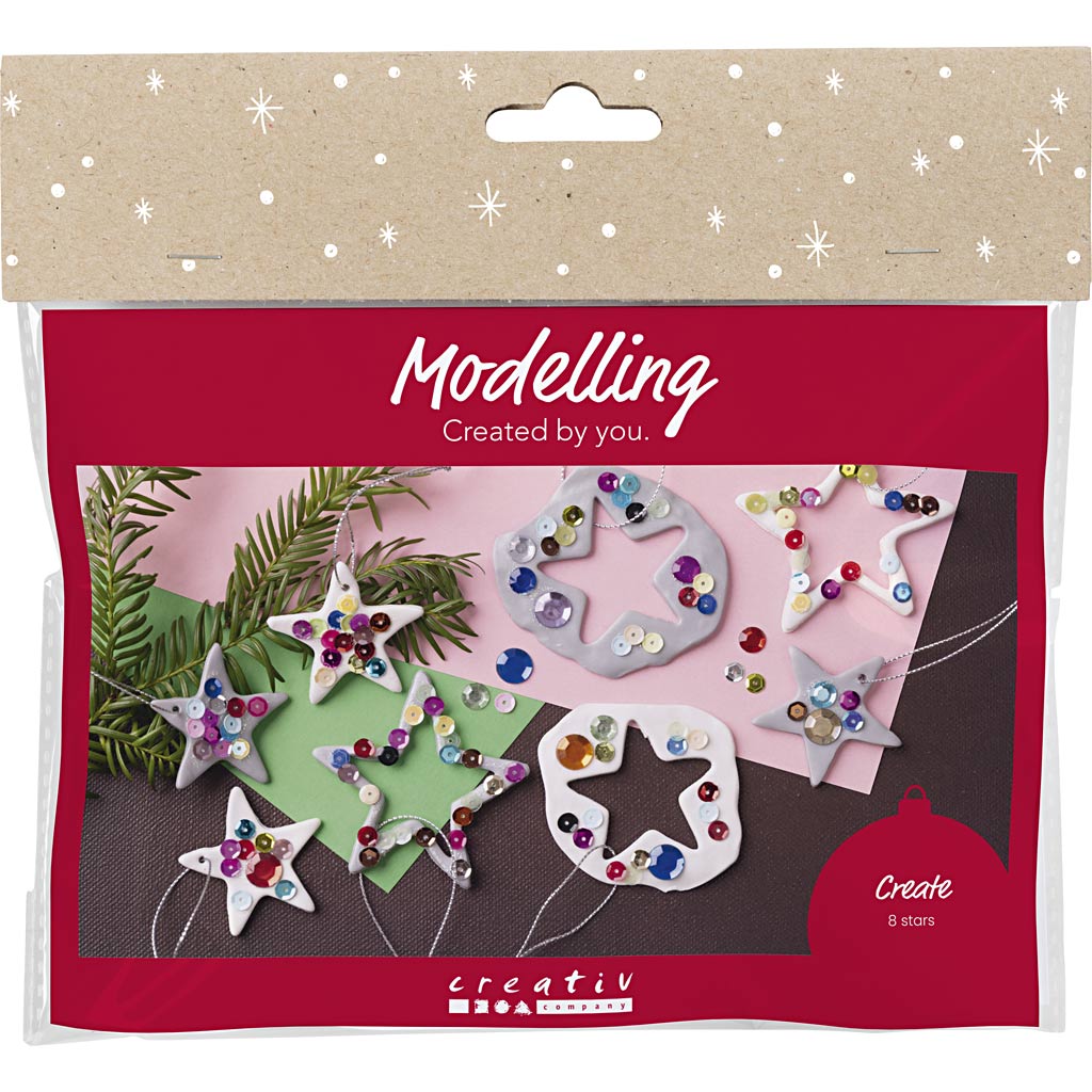 Creativ Company Mini-Hobby-Set Bildhauerei, Sterne, Silber, Weiß, 1 Box