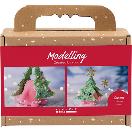 Creativ Company Mini-Hobby-Set Bildhauerei, Weihnachtsbaummonster, verschiedene Farben, 1 Box