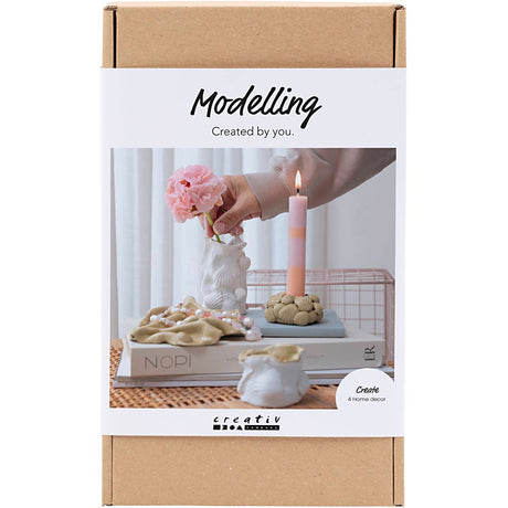 Creativ Company Modellbau-Hobbyset, Vasen und Kerzenständer, Beige, Elfenbein, gebrochenes Weiß, 1 Box