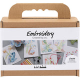 Creativ Company Mini-Hobby-Set Sticken, Gemälde mit Stickerei, verschiedene Farben, 1 Box