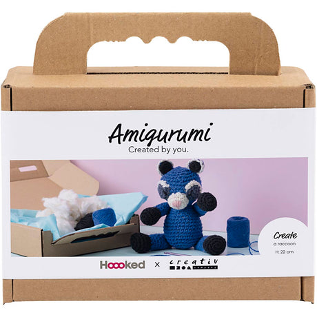 Creativ Company Hobby-Set Amigurumi, Waschbär, Schwarz, Blau, 1 Box